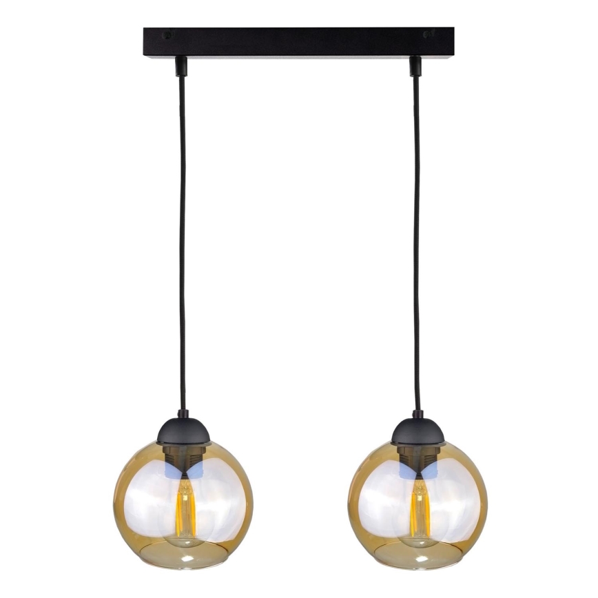 Luster na lanku AMBRE BLACK 2xE27/60W/230V