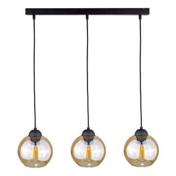 Luster na lanku AMBRE BLACK 3xE27/60W/230V čierna/dymová hnedá