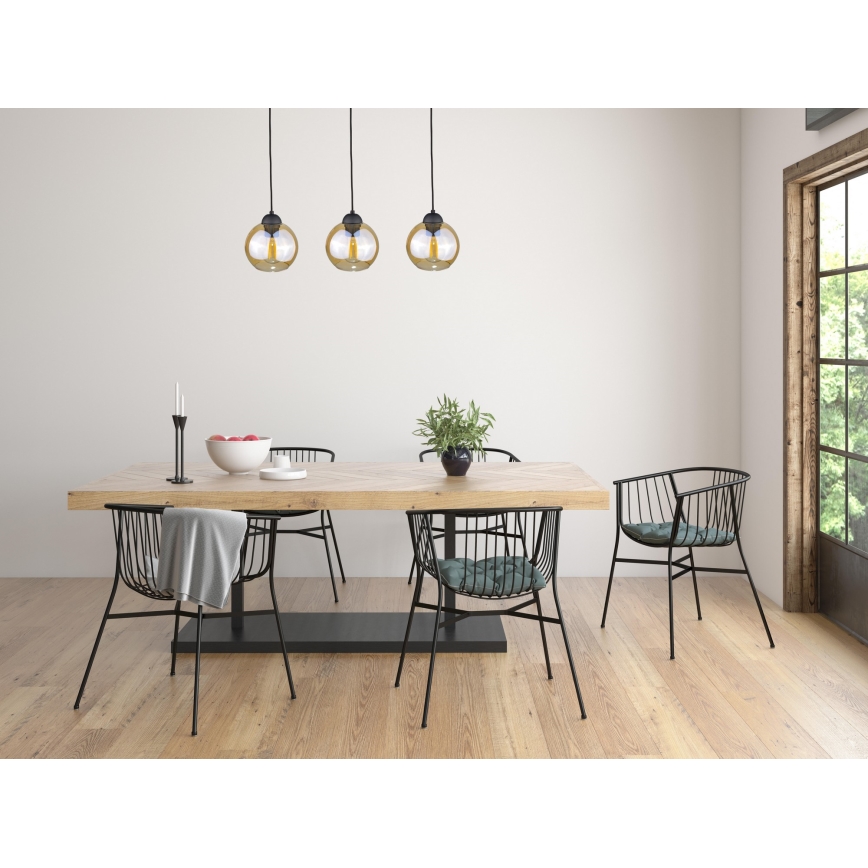 Luster na lanku AMBRE BLACK 3xE27/60W/230V čierna/dymová hnedá