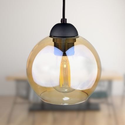 Luster na lanku AMBRE BLACK 3xE27/60W/230V čierna/dymová hnedá
