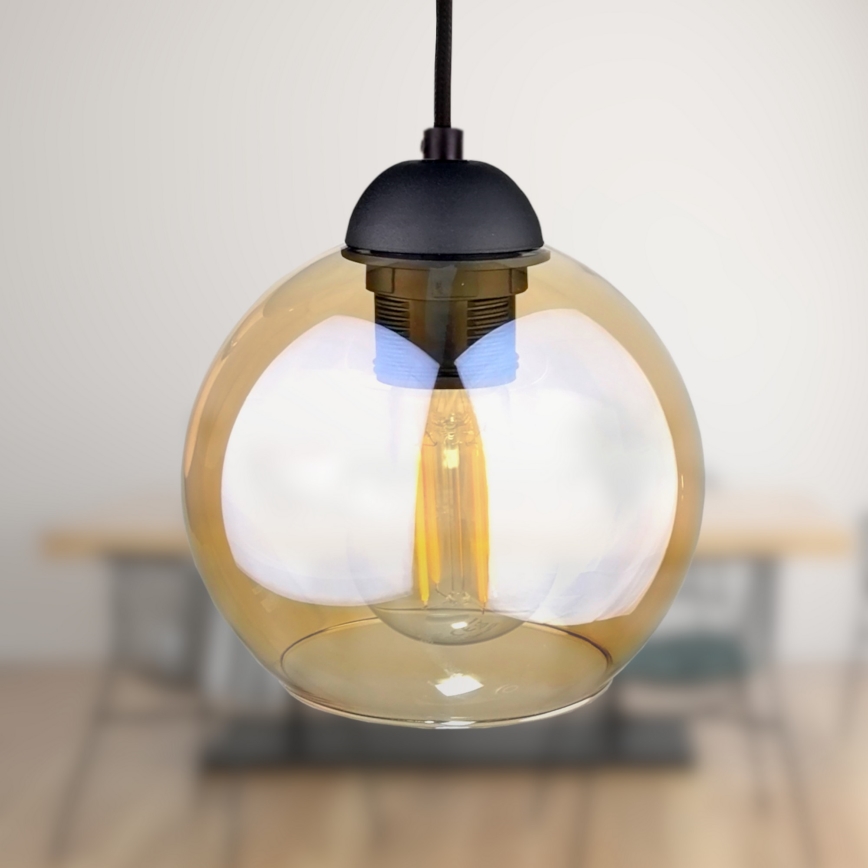 Luster na lanku AMBRE BLACK 3xE27/60W/230V čierna/dymová hnedá