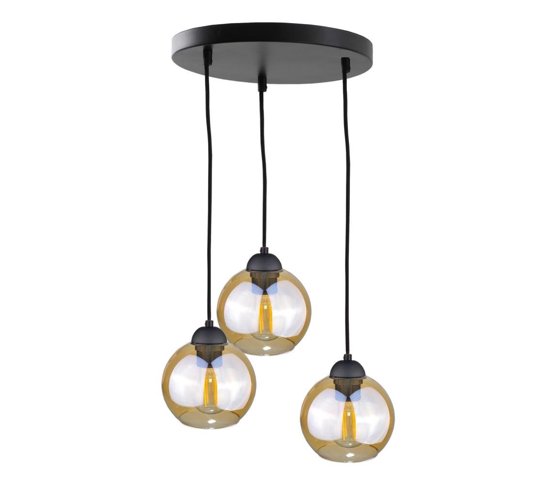 Keter Lighting Luster na lanku AMBRE BLACK 3xE27/60W/230V pr. 30 cm