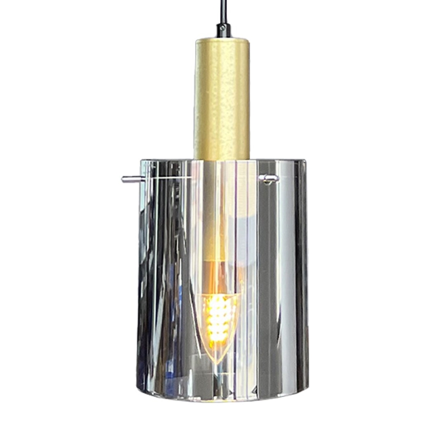 Luster na lanku ARCADIA 1xE27/60W/230V pr. 13 cm zlatá/dymová