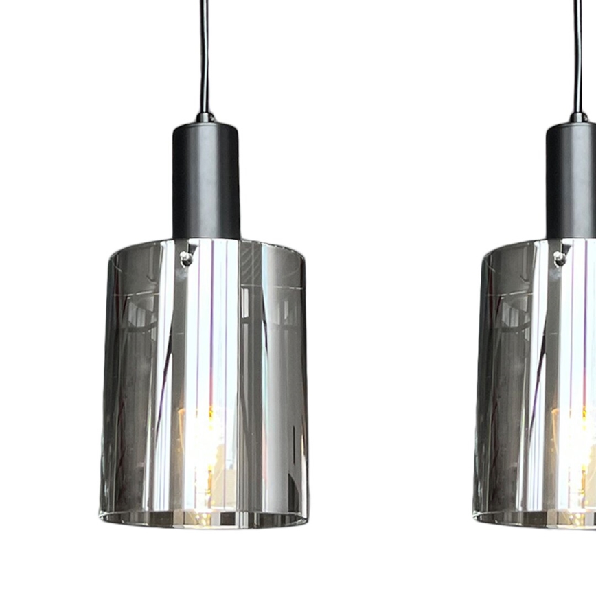 Luster na lanku ARCADIA 3xE27/60W/230V čierna/dymová