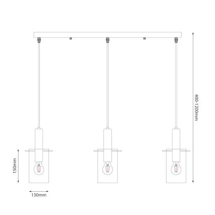 Luster na lanku ARCADIA 3xE27/60W/230V čierna/dymová