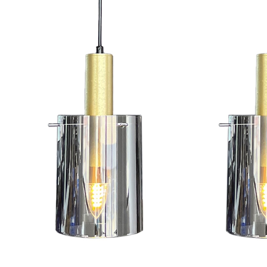 Luster na lanku ARCADIA 3xE27/60W/230V zlatá/dymová
