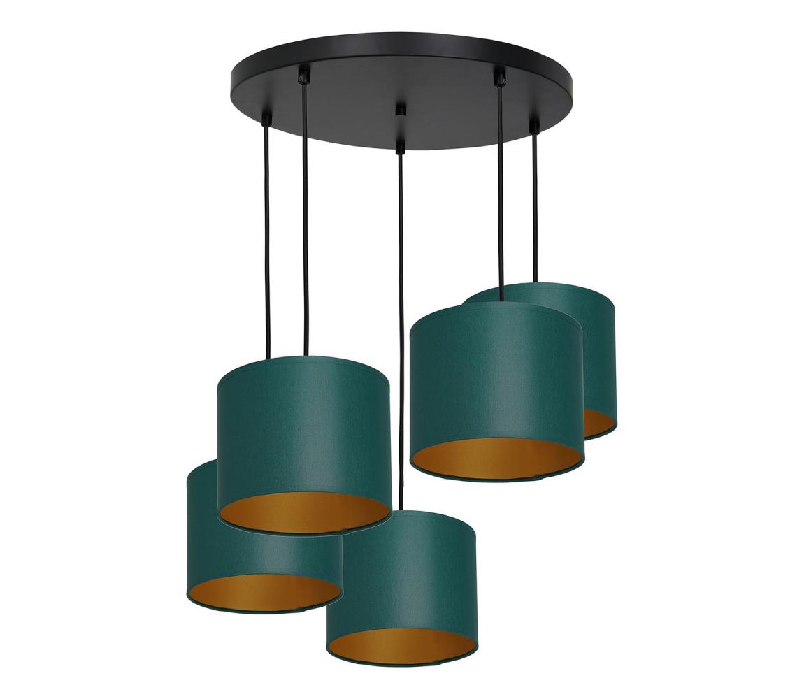 Luster na lanku ARDEN 5xE27/60W/230V zelená/zlatá