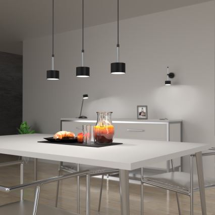 Luster na lanku ARENA 3xGX53/11W/230V čierna/lesklý chróm