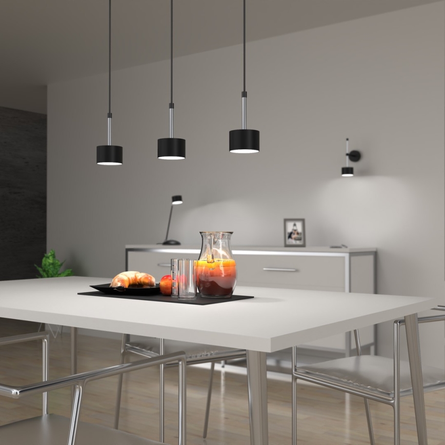 Luster na lanku ARENA 3xGX53/11W/230V čierna/lesklý chróm