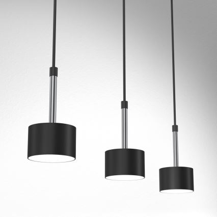 Luster na lanku ARENA 3xGX53/11W/230V čierna/lesklý chróm