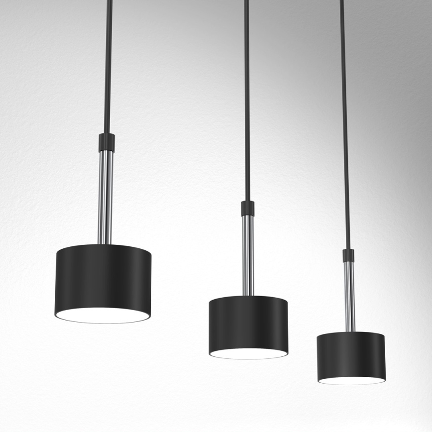 Luster na lanku ARENA 3xGX53/11W/230V čierna/lesklý chróm