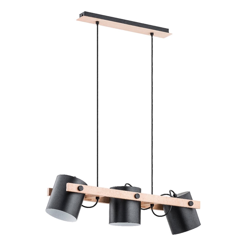 Luster na lanku ARI 3xE27/15W/230V čierna/béžová