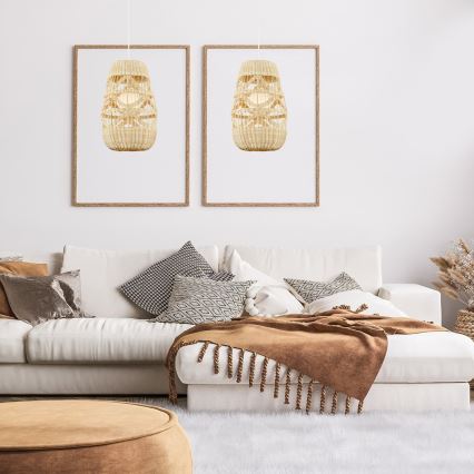 Luster na lanku ARONA 1xG9/9W/230V pr. 25 cm ratan/béžová