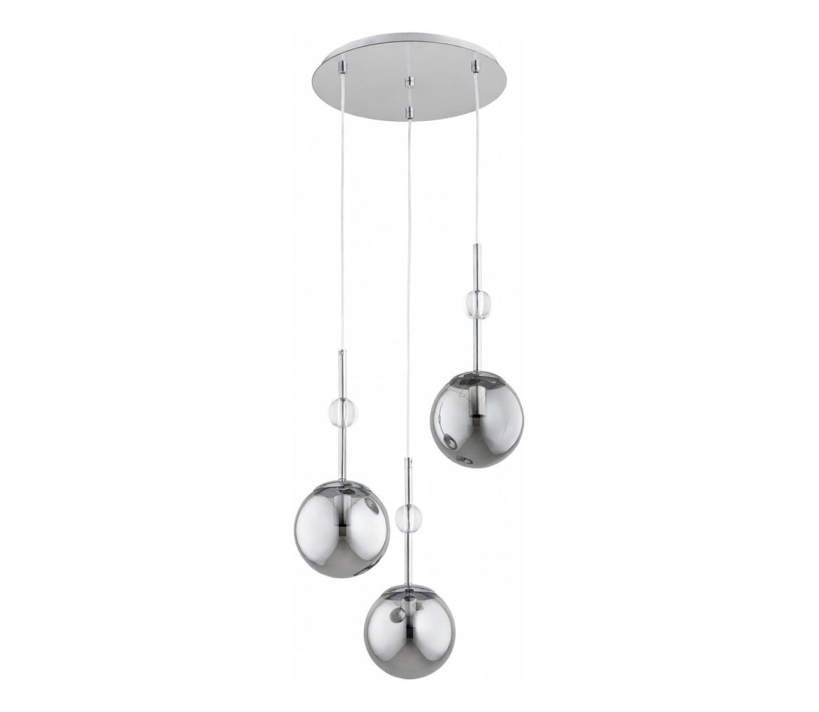 Luster na lanku ARVENA 3xE14/10W/230V lesklý chróm/čierna/dymová 62641