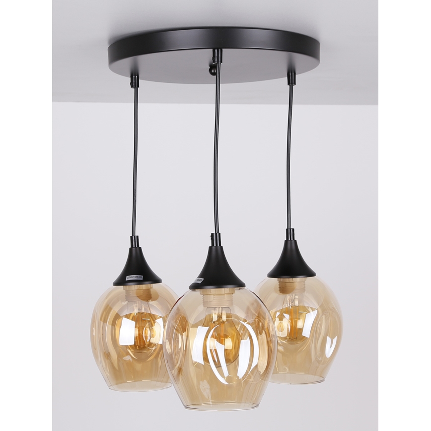 Luster na lanku ASPA 3xE27/40W/230V čierna