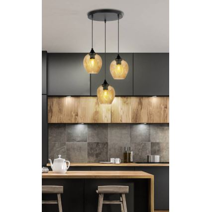 Luster na lanku ASPA 3xE27/40W/230V čierna