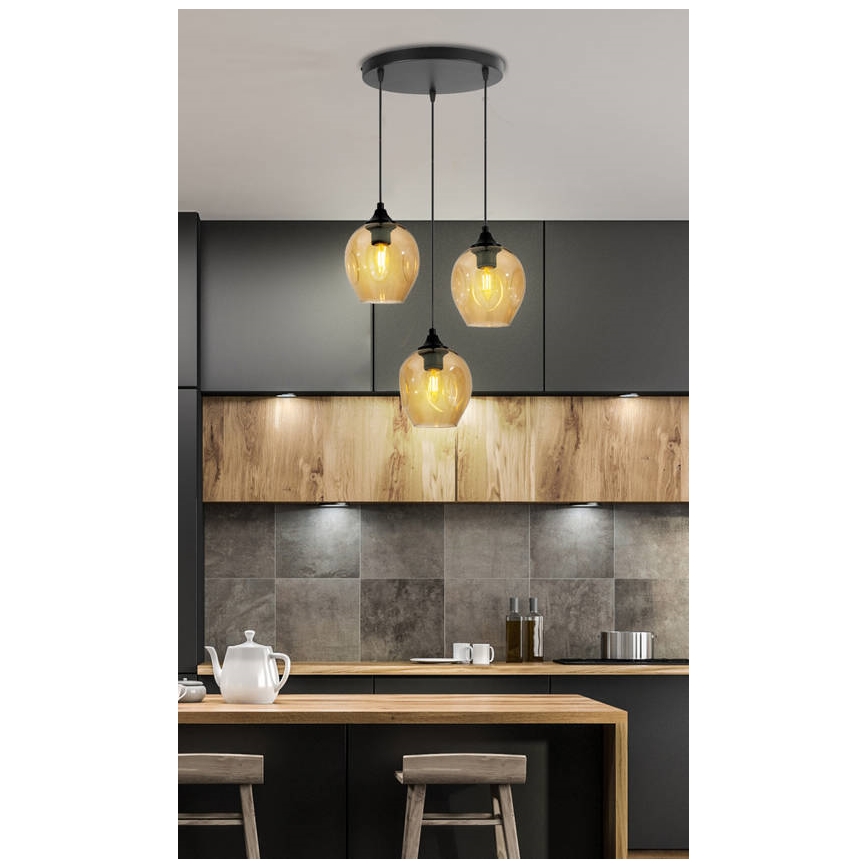 Luster na lanku ASPA 3xE27/40W/230V čierna