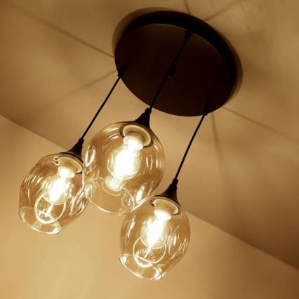 Luster na lanku ASPA 3xE27/40W/230V čierna