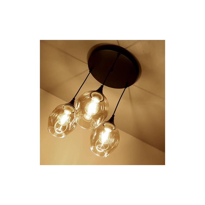 Luster na lanku ASPA 3xE27/40W/230V čierna