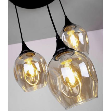 Luster na lanku ASPA 3xE27/40W/230V čierna