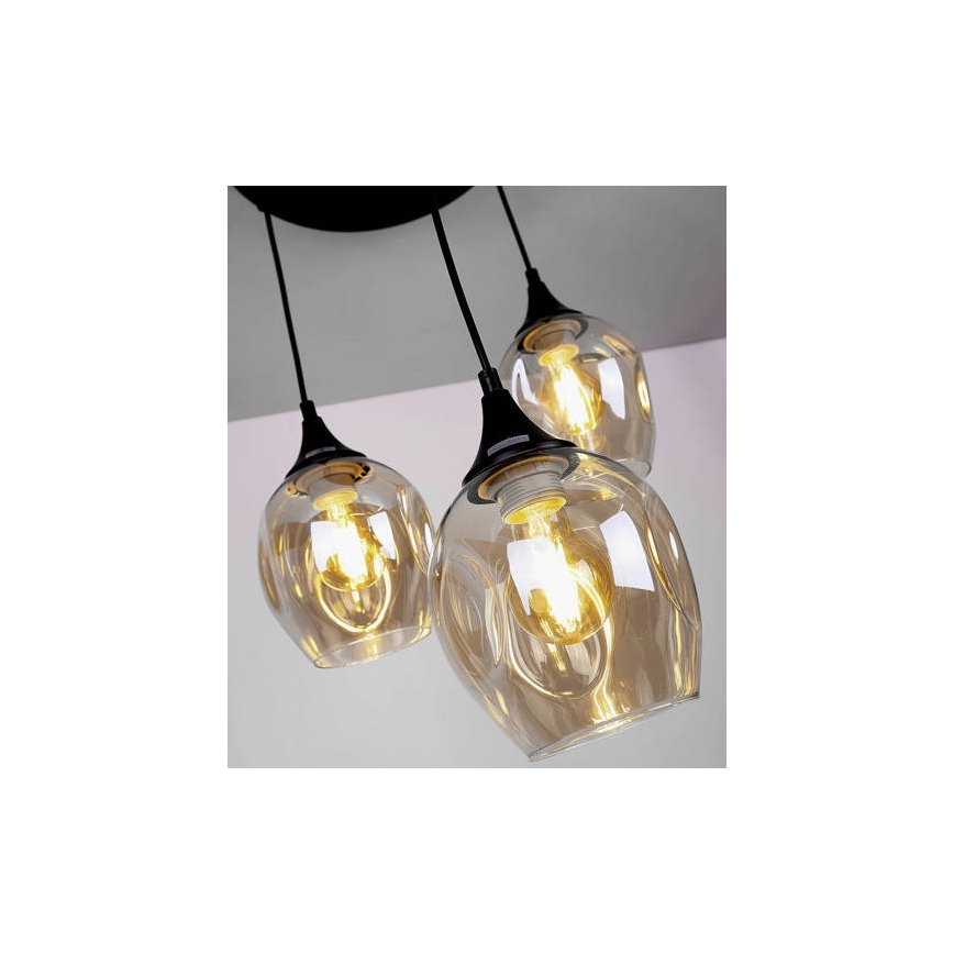 Luster na lanku ASPA 3xE27/40W/230V čierna