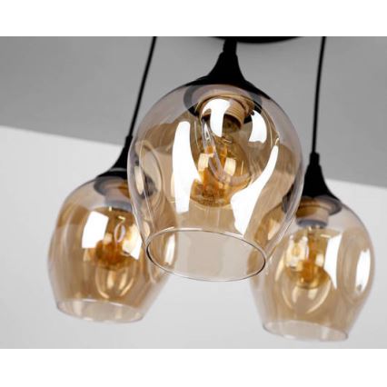 Luster na lanku ASPA 3xE27/40W/230V čierna