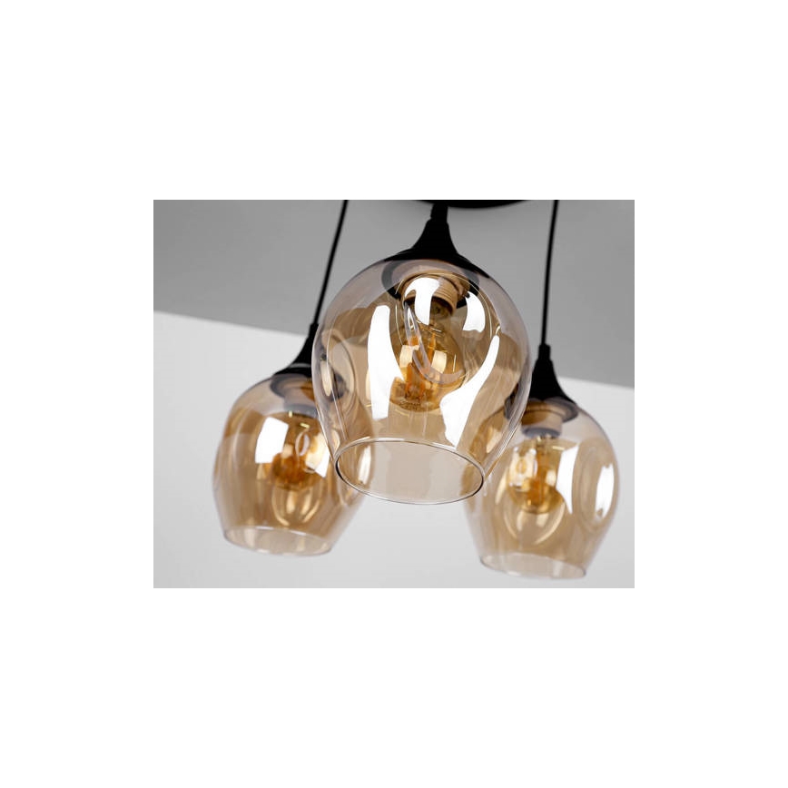 Luster na lanku ASPA 3xE27/40W/230V čierna