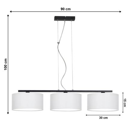 Luster na lanku ASTRA 3xE27/60W/230V biela