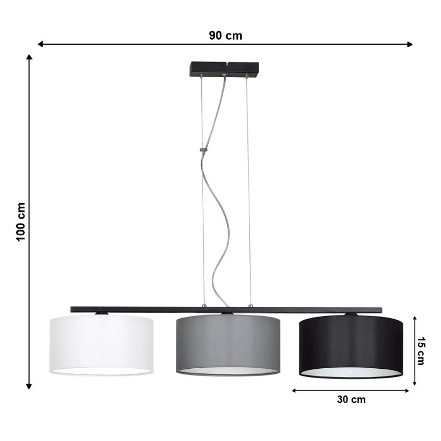 Luster na lanku ASTRA 3xE27/60W/230V