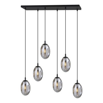 Luster na lanku ASTRAL 6xE14/10W/230V čierna/dymová