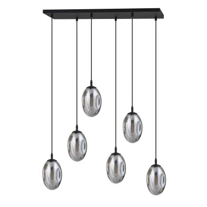 Luster na lanku ASTRAL 6xE14/10W/230V čierna/dymová