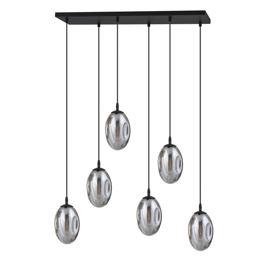 Luster na lanku ASTRAL 6xE14/10W/230V čierna/dymová