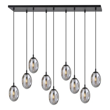 Luster na lanku ASTRAL 9xE14/10W/230V čierna/dymová