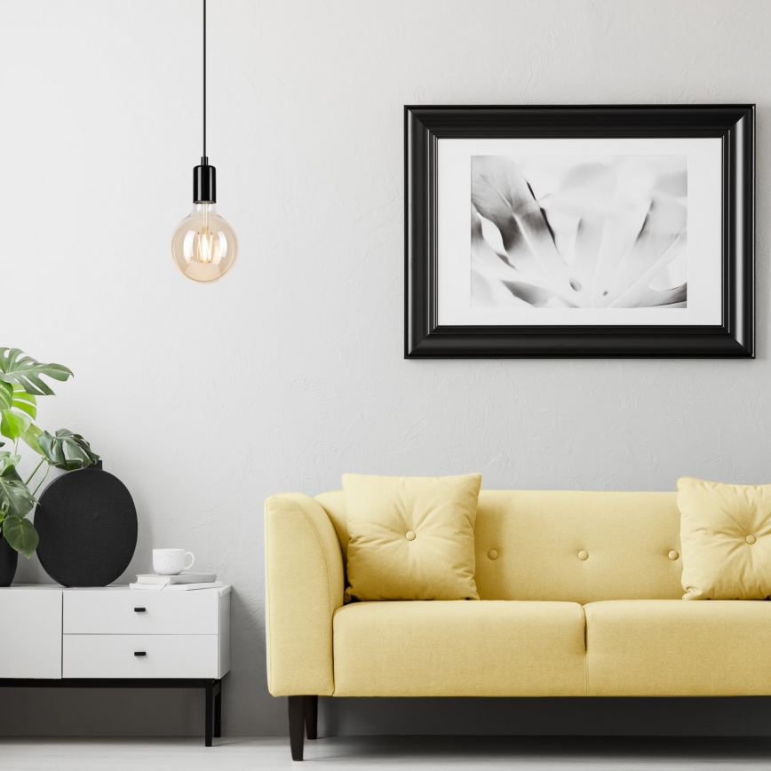 Luster na lanku ASTRID 1xE27/60W/230V lesklá čierna