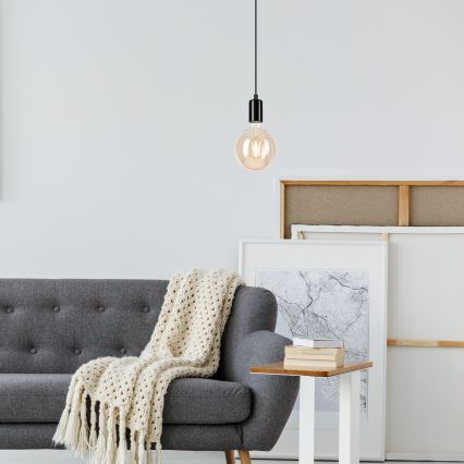 Luster na lanku ASTRID 1xE27/60W/230V lesklá čierna