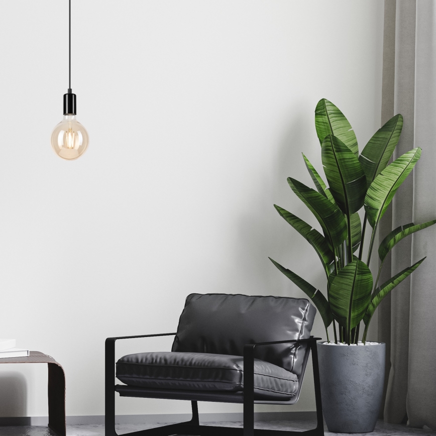 Luster na lanku ASTRID 1xE27/60W/230V lesklá čierna