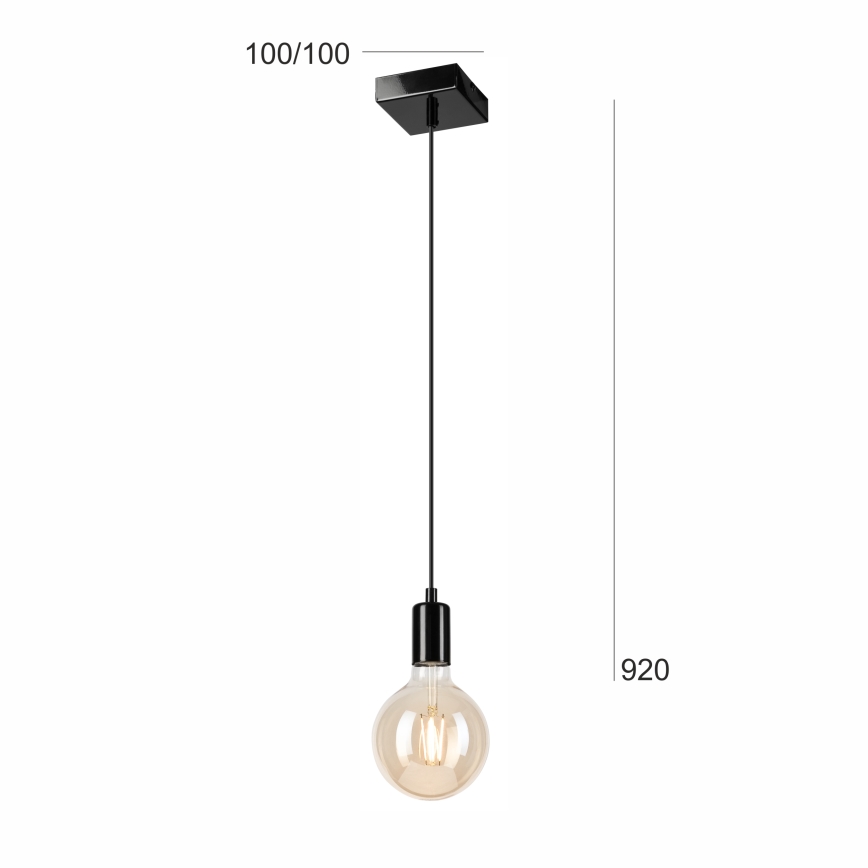 Luster na lanku ASTRID 1xE27/60W/230V lesklá čierna