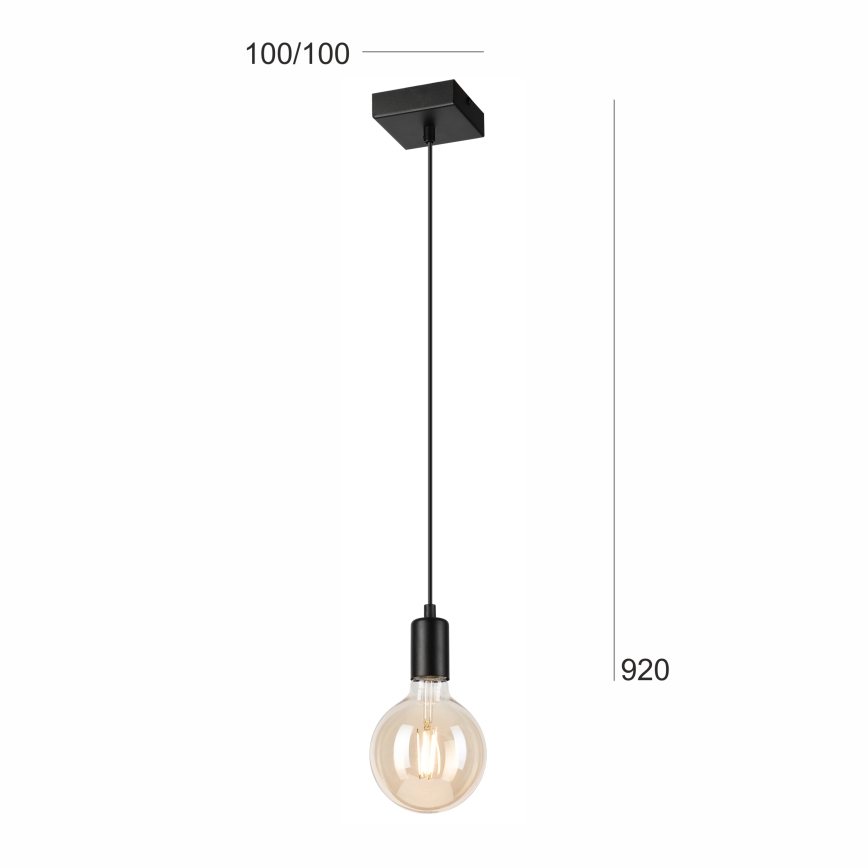 Luster na lanku ASTRID 1xE27/60W/230V matná čierna