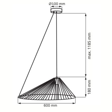 Luster na lanku AURORA 1xE27/20W/230V pr. 60 cm čierna
