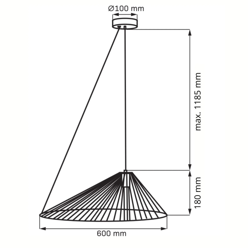 Luster na lanku AURORA 1xE27/20W/230V pr. 60 cm čierna