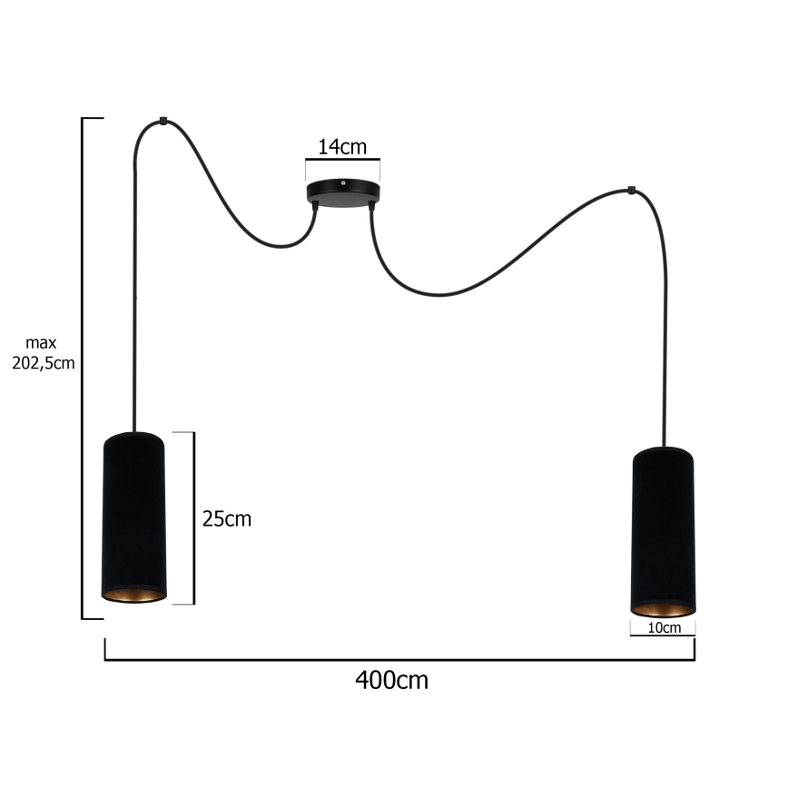 Luster na lanku AVALO 2xE27/60W/230V pavúk čierna