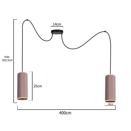 Luster na lanku AVALO 2xE27/60W/230V pavúk ružová/medená