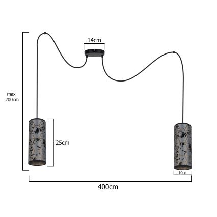 Luster na lanku AVALO 2xE27/60W/230V pavúk šedá/čierna