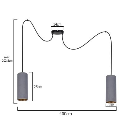 Luster na lanku AVALO 2xE27/60W/230V pavúk šedá
