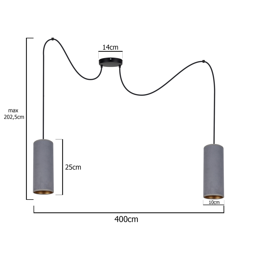 Luster na lanku AVALO 2xE27/60W/230V pavúk šedá