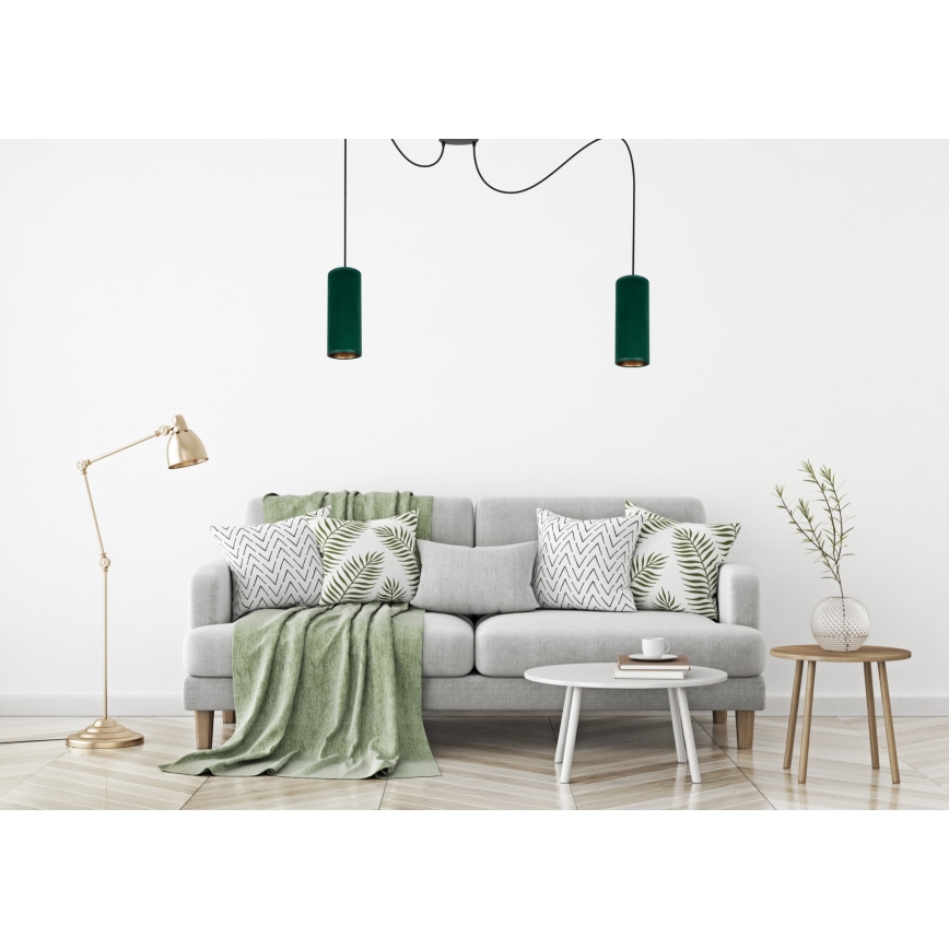 Luster na lanku AVALO 2xE27/60W/230V pavúk zelená/medená