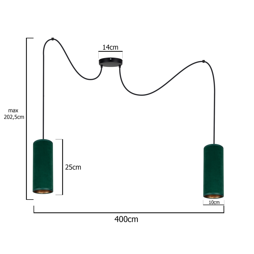 Luster na lanku AVALO 2xE27/60W/230V pavúk zelená/medená