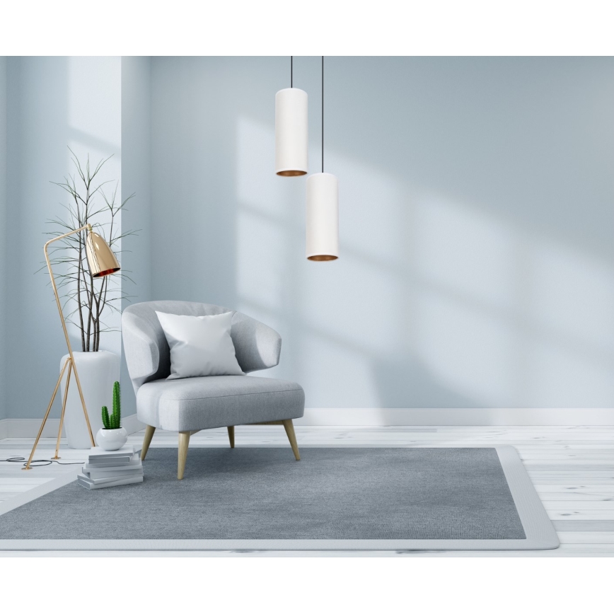 Luster na lanku AVALO 2xE27/60W/230V pr. 20 cm biela/medená