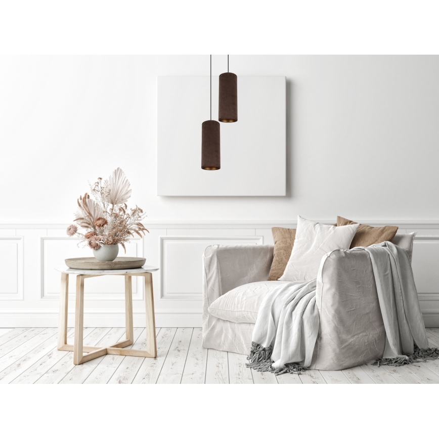 Luster na lanku AVALO 2xE27/60W/230V pr. 20 cm hnedá/medená