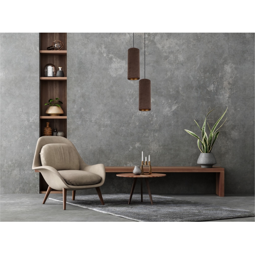 Luster na lanku AVALO 2xE27/60W/230V pr. 20 cm hnedá/medená